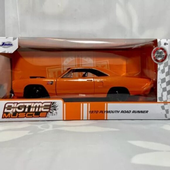 Jada Big Time Muscle 1970 Plymouth Road Runner Orange & Black 1:24 Die-cast NIP - Picture 8 of 15